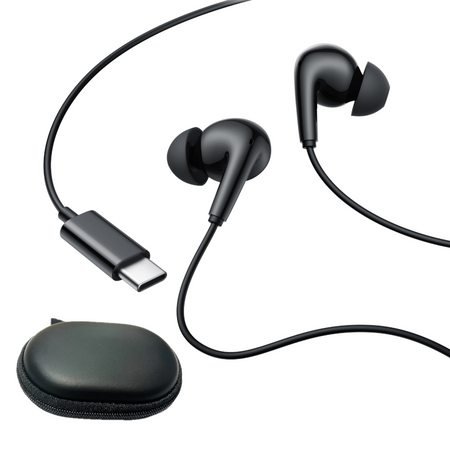 Słuchawki douszne przewodowe EDIFIER P230 USB-C (czarne) + Etui na słuchawki